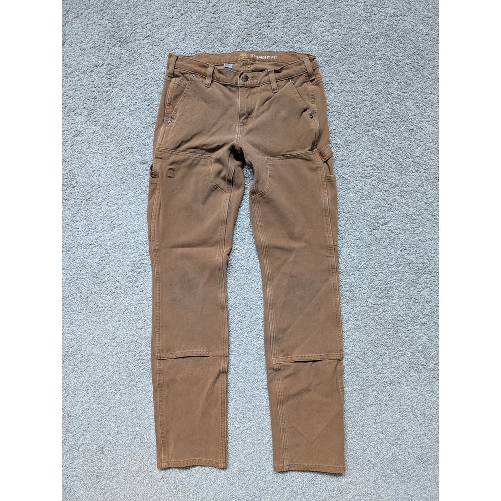 Carhartt 104296 Utility Pants Womens 2 Tall Cotton Brown Double Front Straight